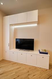 Rooms In Light Colors White Wooden Tv Stand