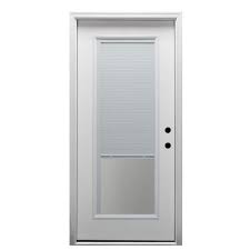 Mmi Door 30 In X 80 In Internal Mini Blinds Left Hand Inswing Full Lite Clear Low E Primed Fiberglass Smooth Prehung Front Door