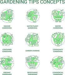 Gardening Tips Green Concept Icons Set