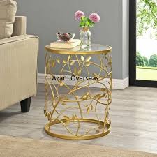 Glass Top Gold Metal Frame Tea Table