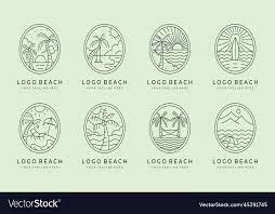 Set Of Line Art Beach Icon Logo Design