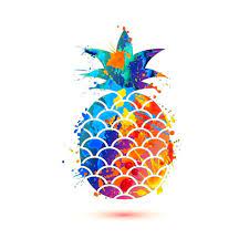 Splash Paint Pineapple Icon Fabric