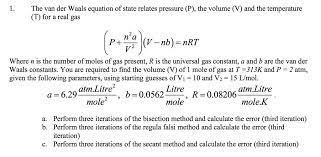 The Van Der Waals Equation Of State