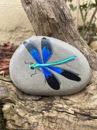 Dragonfly Painted Rock Garden Decor