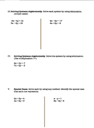 Solving Systems Algebraically Solve