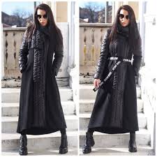 Quilted Asymmetric Coat Black Wool