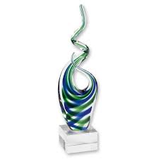 Badash Ocean Blue Green Murano Style Art Glass 14 Centerpiece On Crystal Base