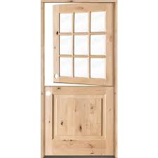 Krosswood Doors 36 In X 80 In Farmhouse Knotty Alder Right Hand Inswing 9 Lite Clear Glass Unfinished Dutch Wood Prehung Front Door