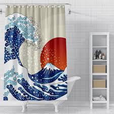 Kanagawa Shower Curtain Hokusai Art
