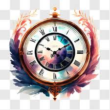 Colorful Flower Decorated Clock Png