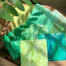 6x6 Inch Green Stained Glass Sheets