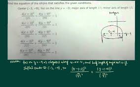 Ellipse Conic Sections Find Equation