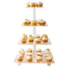 4 Tier Clear Acrylic Square Cupcake