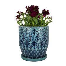 Trendspot 12 In Dia Blue Rivage Ceramic Planter