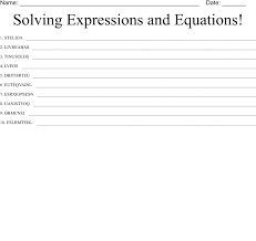 Solving Expressions And Equations Word
