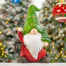 Gnome Holding Small Tree With Green Star Hat