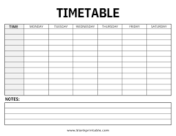 Timetable Template For Teachers