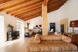 interior with wooden ceiling beams