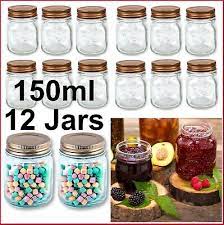 Bulk 12x 150ml Glass Jars Lid