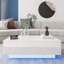Woodyhome 37 In White Led Rectangle