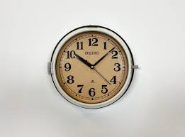Vintage Beige Wall Clock From Seiko