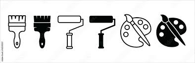 Paint Tool Vector Icon Set Roller