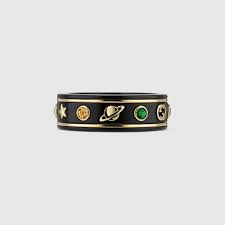 Black Icon Ring With Gemstones Gucci