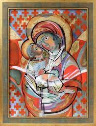 Theotokos Contemporary Icon In Glass By
