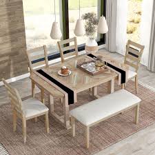 6pc Rubber Wood Dining Table Set