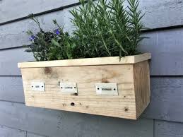 Wall Mounted Wood Planter Box For Herbs