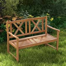 2 Person Wood Outdoor Bench With Cozy