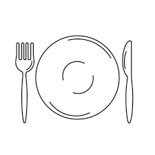 Plate Fork And Knife Icon Set Line Of