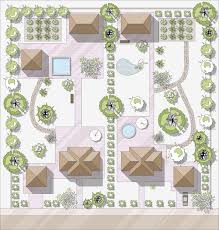 Top View Landscape Design Plan With Two