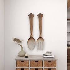 Decmode Eclectic Distressed Wood And Metal Utensils Wall Decor 2 Count
