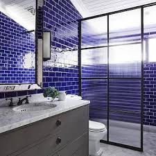 Shower With Cobalt Blue Glass Tiles