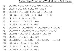 Balancing Equations Worksheet Solutions