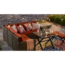 Na Point 4 Piece Wicker Outdoor Sectional Chairs With Cushionguard Quarry Red Cushions