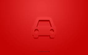 Car 3d Icon Red Background 3d Symbols