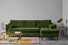 Hand Chaise Sofa Grass Green Velvet