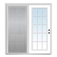 72 In X 80 In Full Lite Primed Steel Stationary Patio Glass Door Panel With Screen