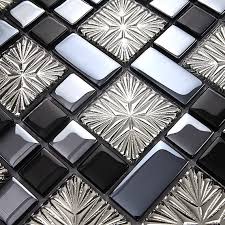 Glass Mosaic Tile Blue Black And Silver