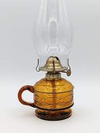 Antique Amber Glass Oil Lamp Oil