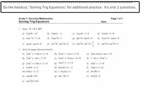 Do The Handout Solving Trig Equations