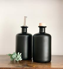 Black Glass Bottles Olive Oil Vinegar