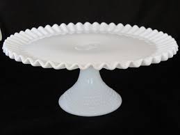 Vintage Fenton Hobnail Milk Glass Cake