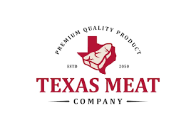 Texas Map Line With Meat Beef Logo