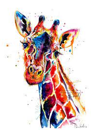 Colorful Giraffe Watercolor Painting