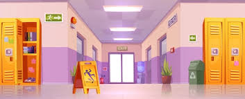 Vibrant Splendor School Hallway Vectors