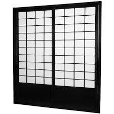 Black Shoji 2 Panel Sliding Door