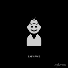 White Baby Face Vector Icon On Black